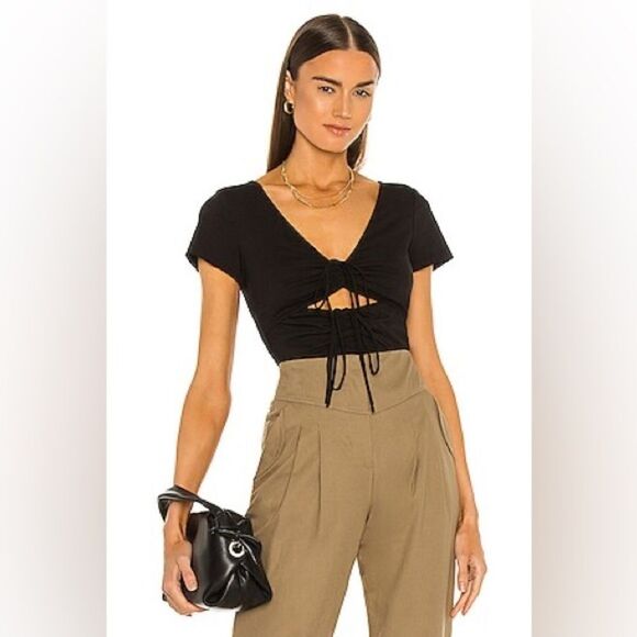 Cinq a sept black ruched cut out body suit size large brand new with tags - Picture 4 of 5